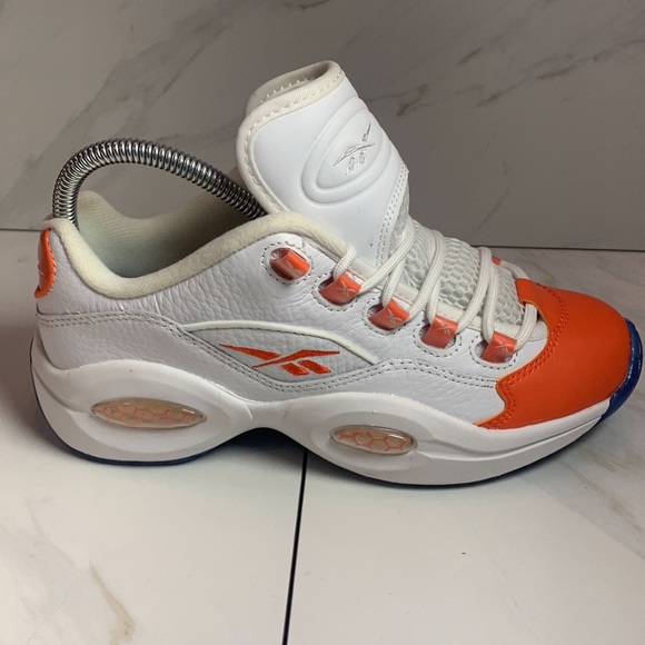REebok Question Low Patent Orange GS FY2344 White Vivid Orange Size 5 - Picture 6 of 11